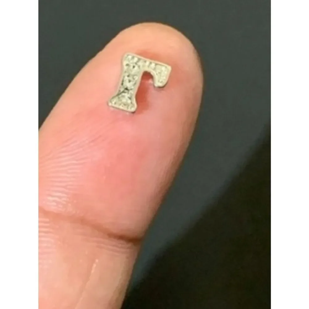Letter W Charm With Rhiestones For Floating Lockets